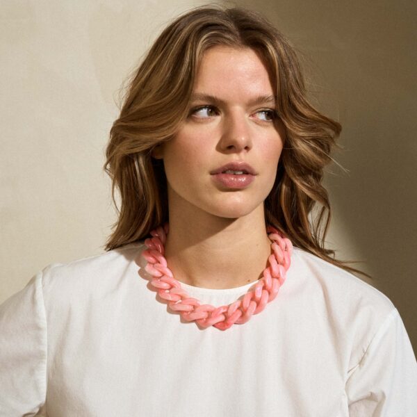Vanessa Baroni Halsband Neon Pink Marble - Bild 2