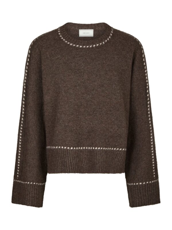 Roeme Knit Stitch Blouse Brown Melange